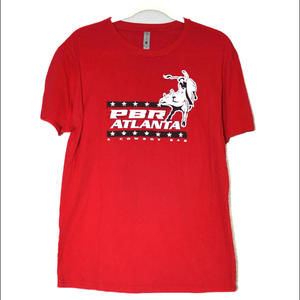 Next Level Men Red T-Shirt Graphic PBR Atlanta Pullover Crew Short Sleeve Medium